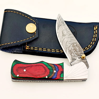 Multi-Colored Folding Knife Damascus – Premium Sharp EDC Pocket Blades