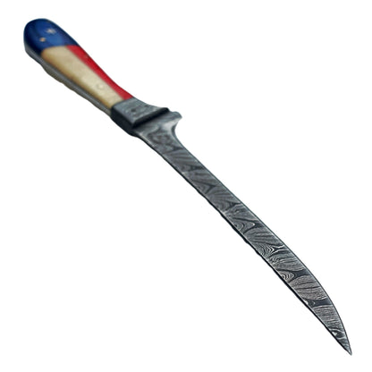 Lone Star Fillet Knife - 7" Blade - Damascus Steel