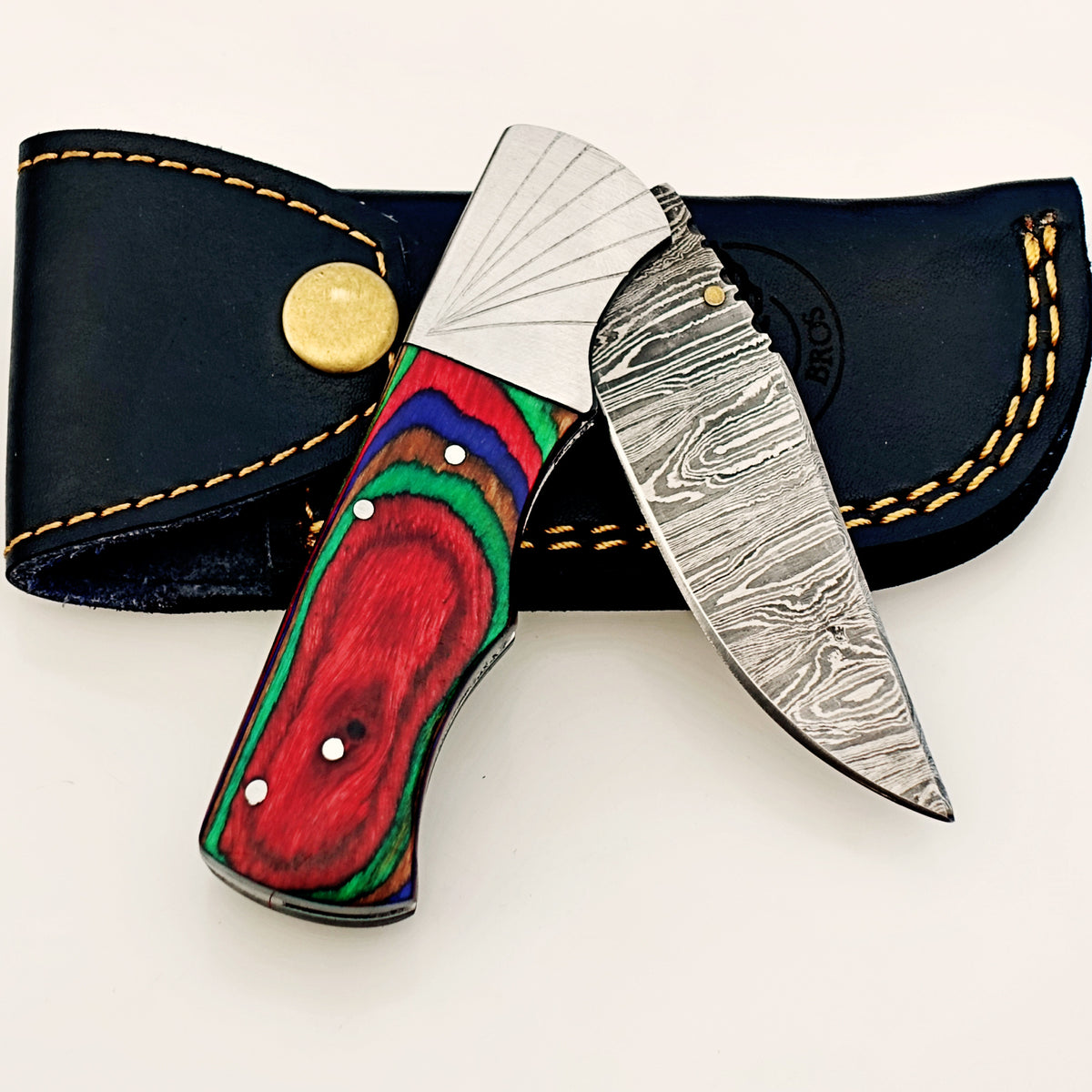 Multi-Colored Folding Knife Damascus – Premium Sharp EDC Pocket Blades