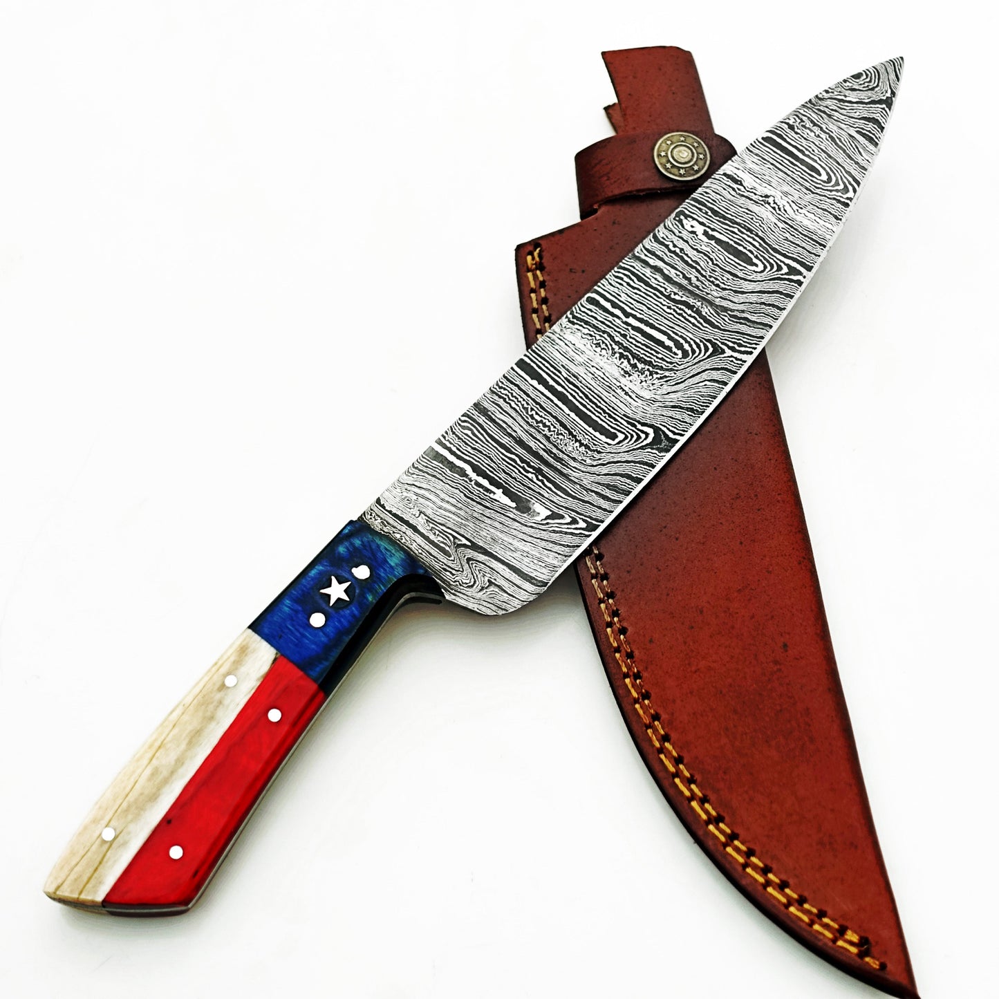 Lone Star Chef Knife - Damascus Steel - 12"