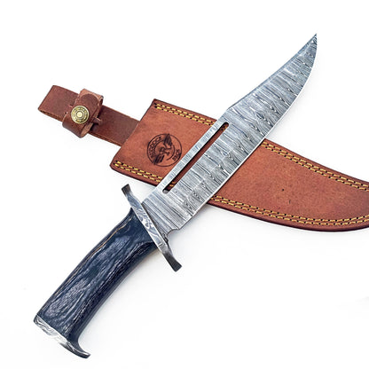 Privateer Survival Hunting Knife - Fixed Blade - Damascus Steel - 12"