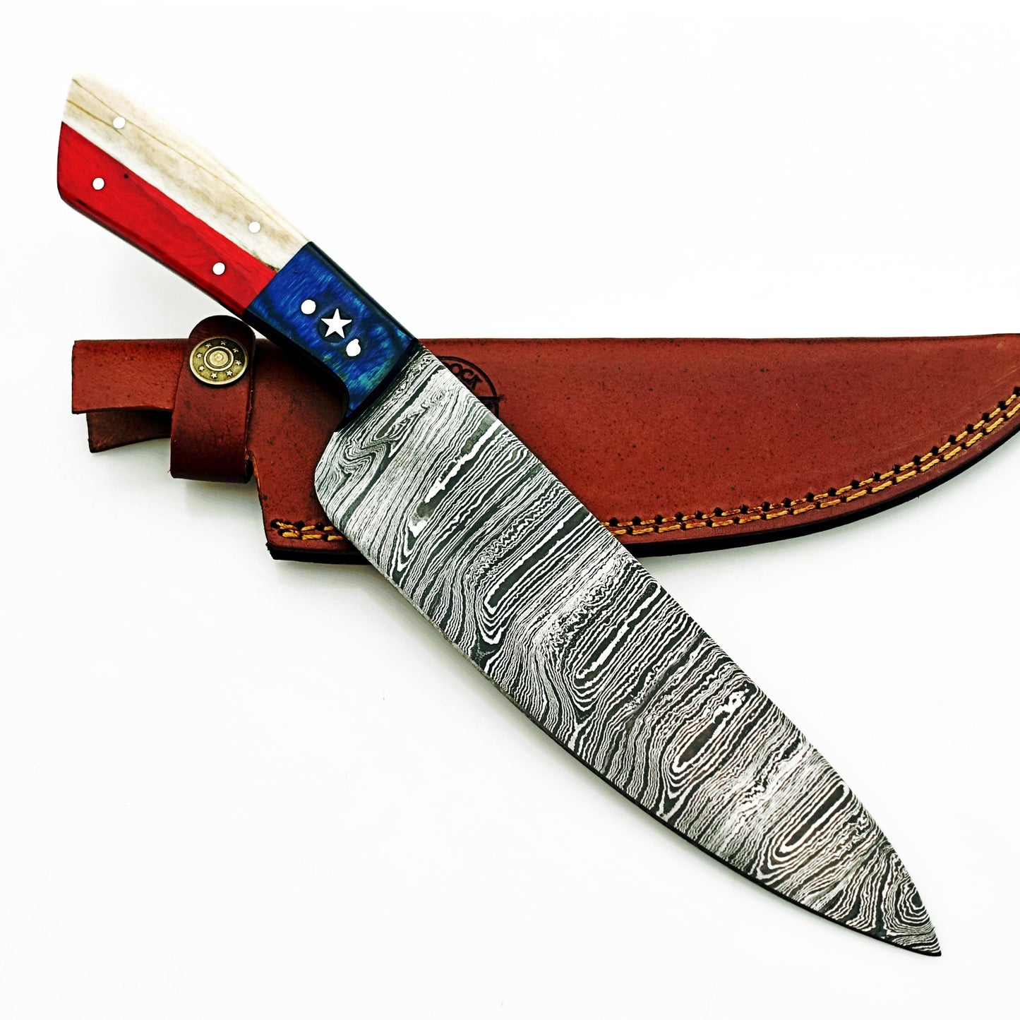Lone Star Chef Knife - Damascus Steel - 12"