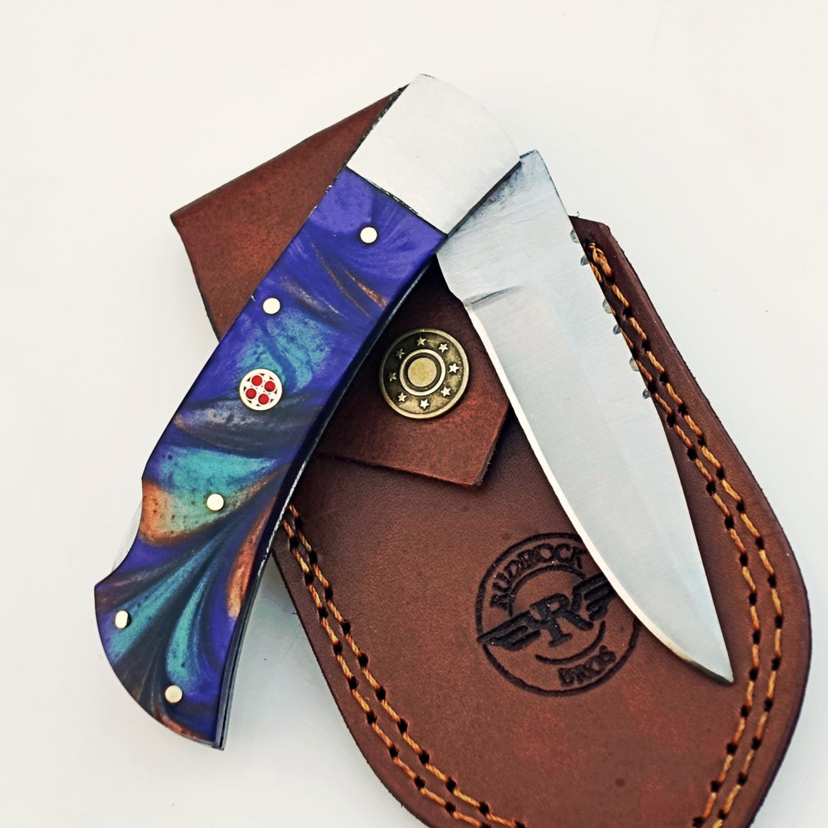 The Horned Frog Folding Knife - Damascus Steel
