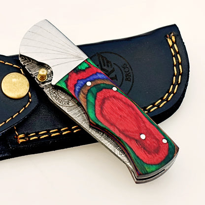 Multi-Colored Folding Knife Damascus – Premium Sharp EDC Pocket Blades