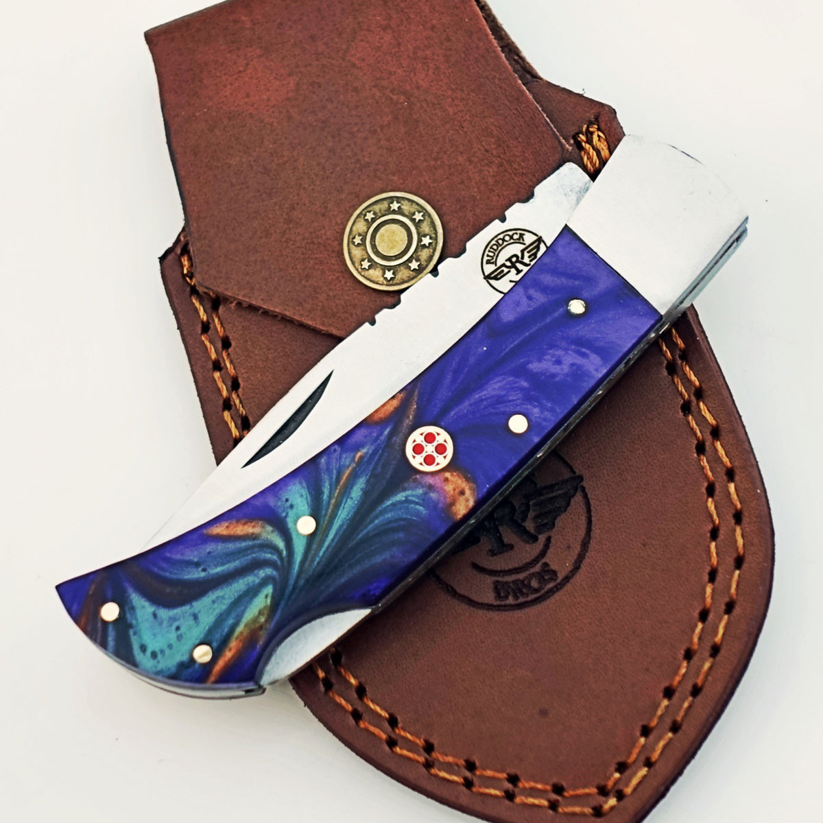 The Horned Frog Folding Knife - Damascus Steel