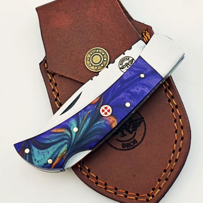 The Horned Frog Folding Knife - Damascus Steel