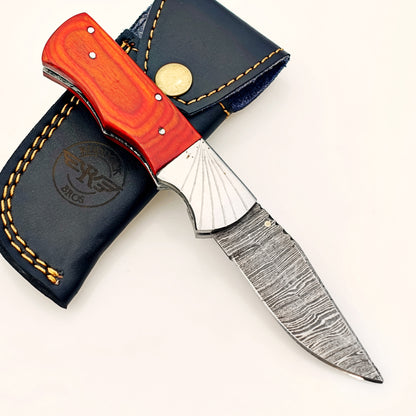 Burnt Folding Knife Damascus – Premium Sharp EDC Pocket Blade