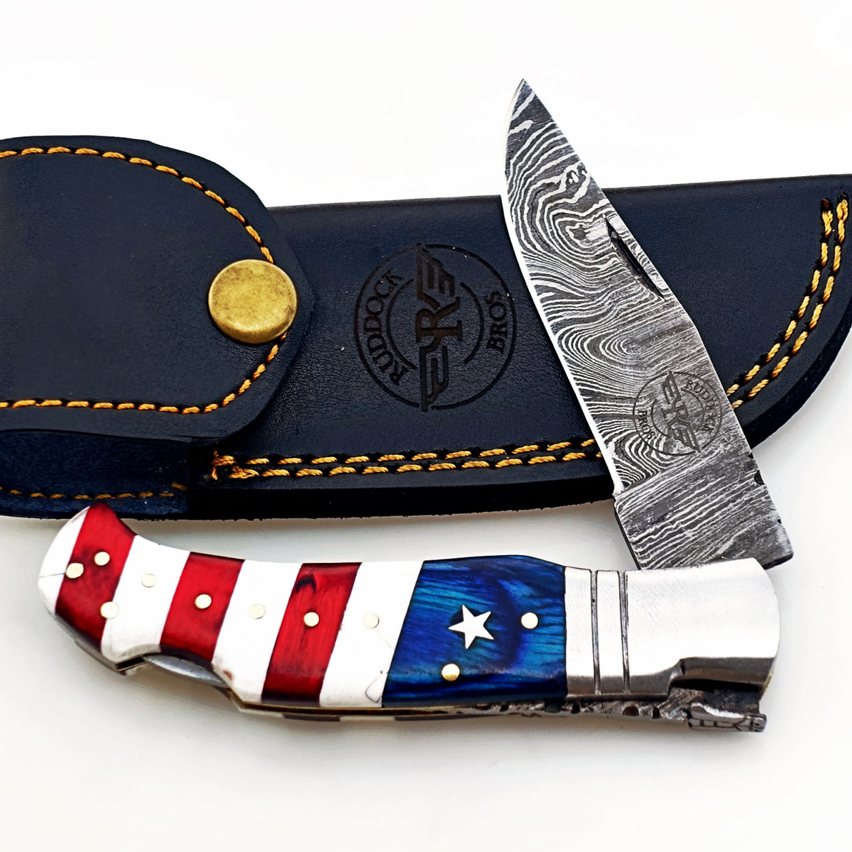 Americana Folding Knife -  Damascus Steel