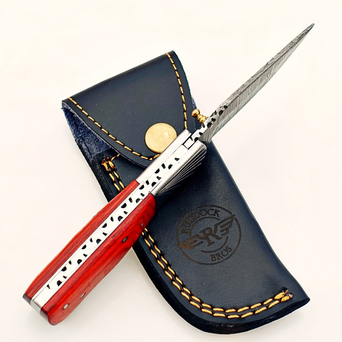 Burnt Folding Knife Damascus – Premium Sharp EDC Pocket Blade