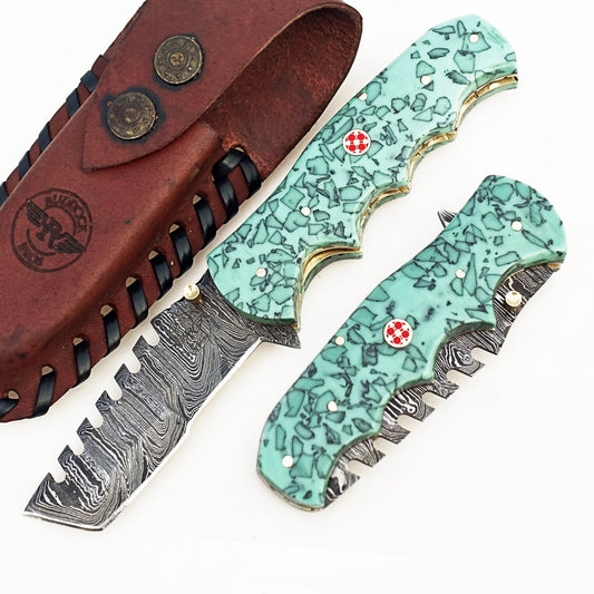 The Native Utility Folding Knife - Damascus Steel