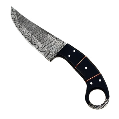 Panther - Ring Handle Utility Knife - Damascus Steel