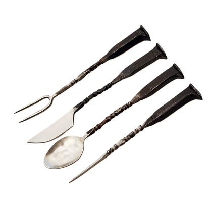 The Pinnacle Rustic Charcuterie Set - Antique Stainless - 4 Piece