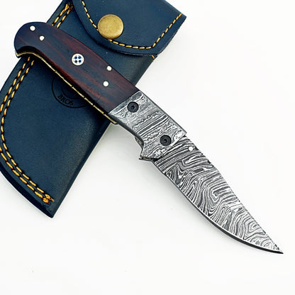 The Patron Folding Knife - Damascus Steel