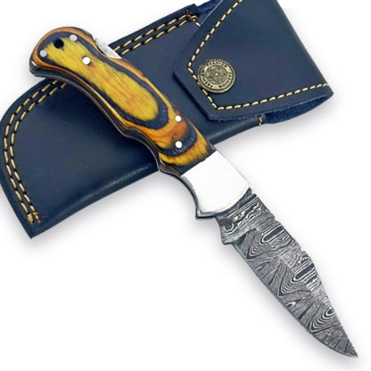 Honey Badger Folding Knife - Damascus Steel
