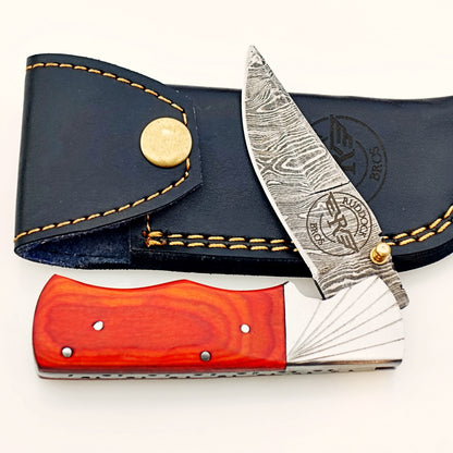Burnt Folding Knife Damascus – Premium Sharp EDC Pocket Blade