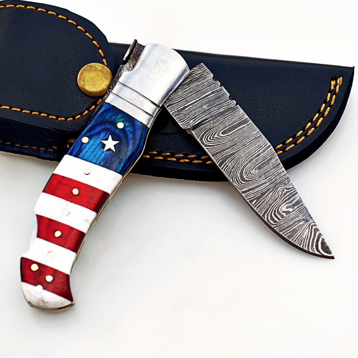 Americana Folding Knife -  Damascus Steel