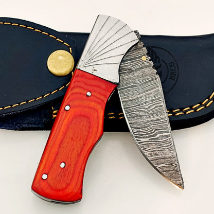 Burnt Folding Knife Damascus – Premium Sharp EDC Pocket Blade
