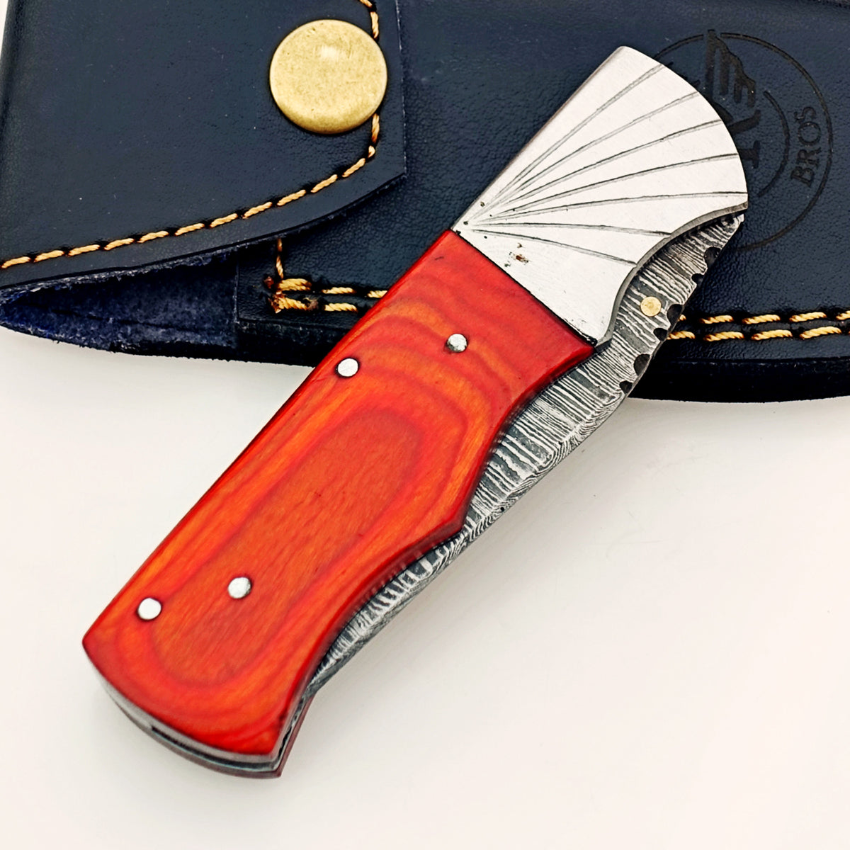 Burnt Folding Knife Damascus – Premium Sharp EDC Pocket Blade