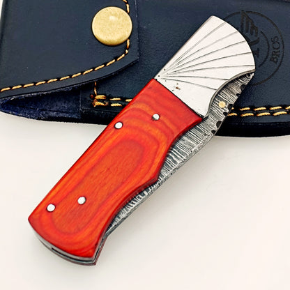 Burnt Folding Knife Damascus – Premium Sharp EDC Pocket Blade