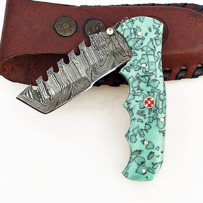 The Native Utility Folding Knife - Damascus Steel