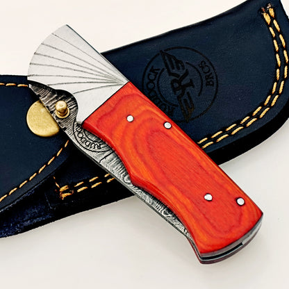 Burnt Folding Knife Damascus – Premium Sharp EDC Pocket Blade