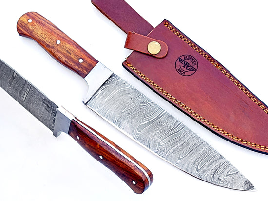 Walnut Chef Knife - Damascus Steel - 12"
