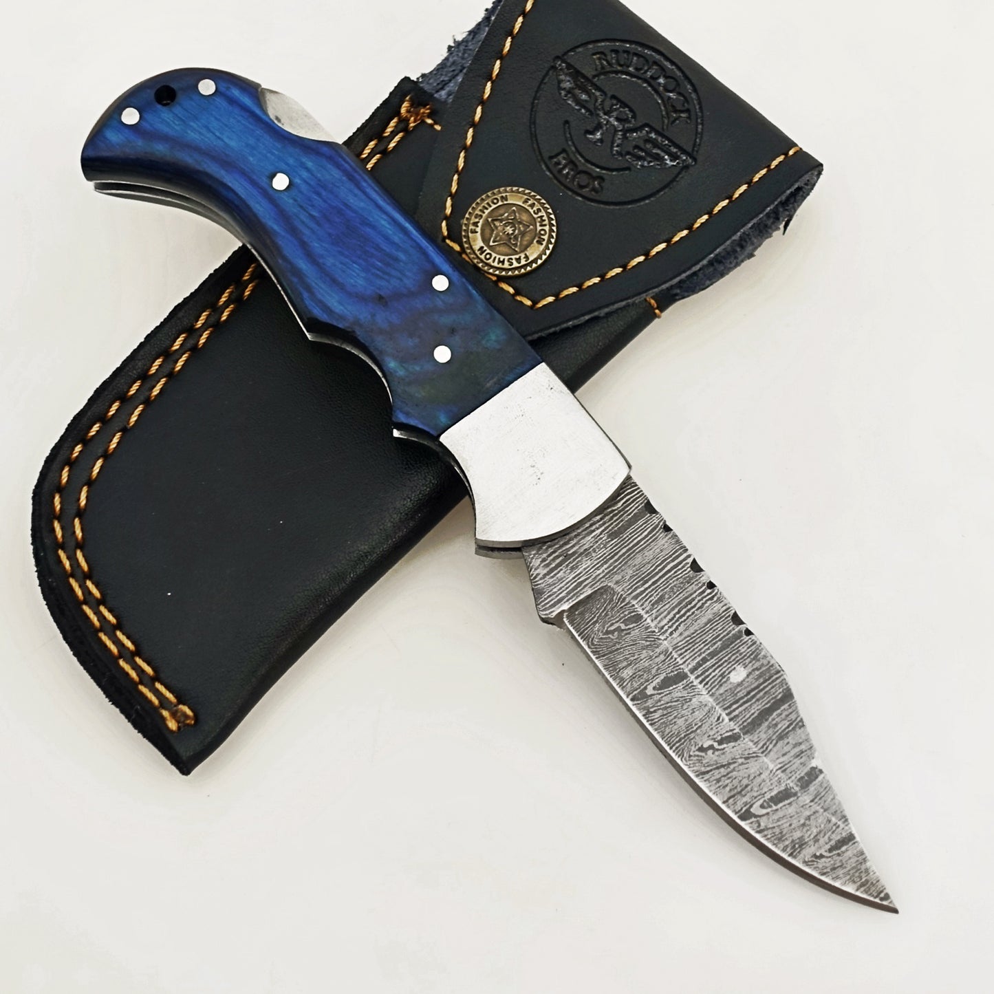Bluebonnet Folding Knife - Damascus Steel