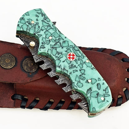 The Native Utility Folding Knife - Damascus Steel