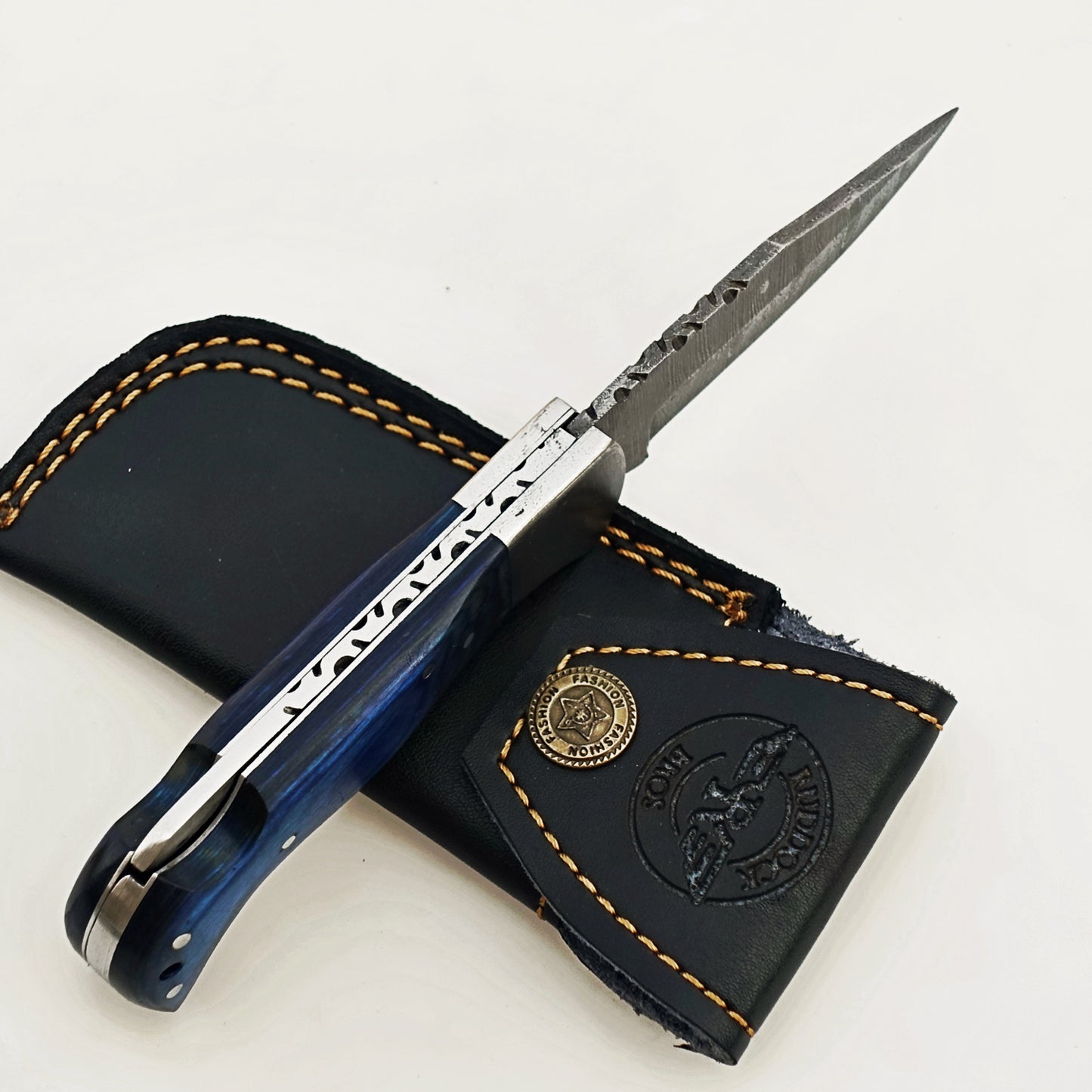 Bluebonnet Folding Knife - Damascus Steel