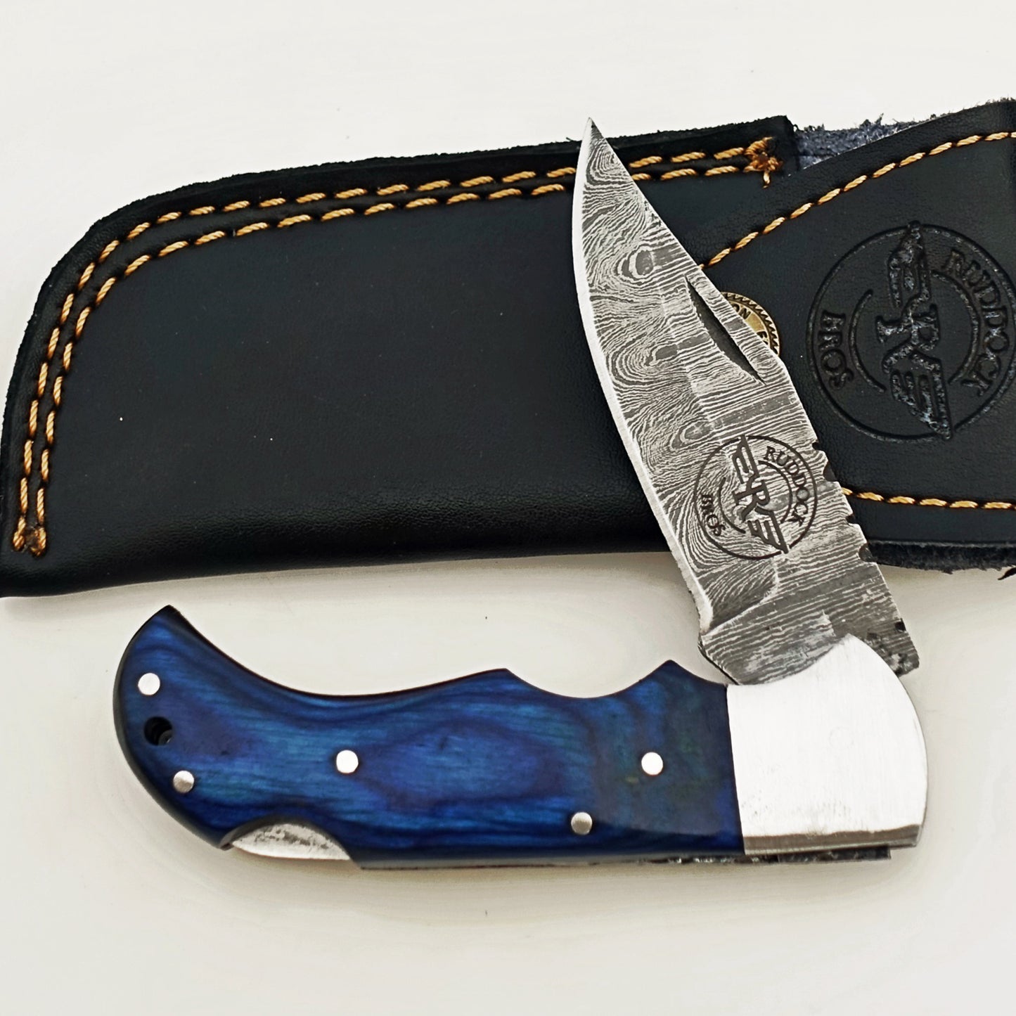 Bluebonnet Folding Knife - Damascus Steel