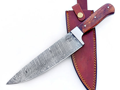 Walnut Chef Knife - Damascus Steel - 12"
