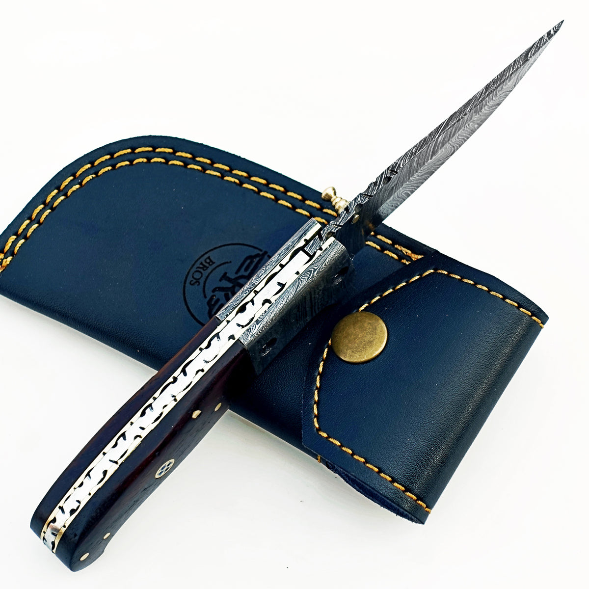 The Patron Folding Knife - Damascus Steel