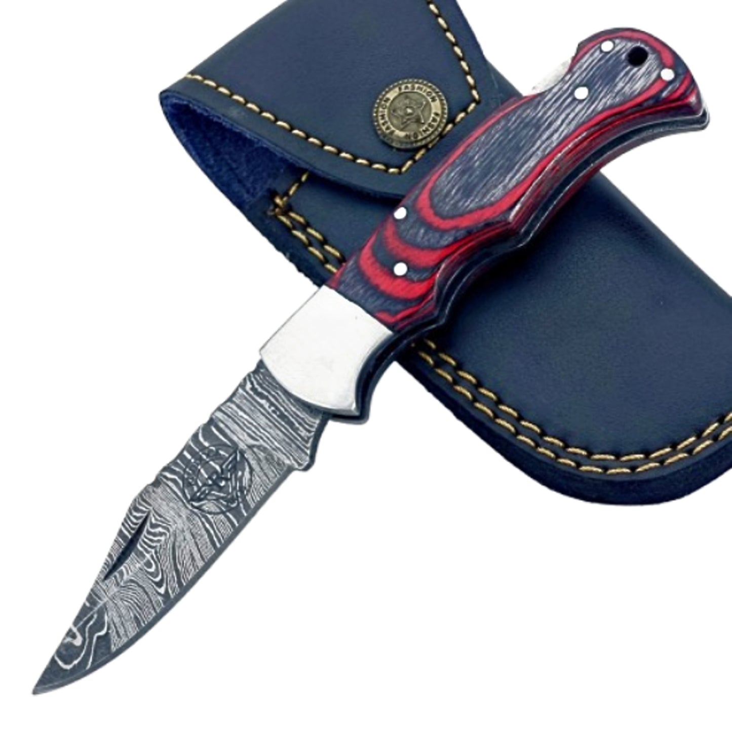 The Knight Folding Knife - Damascus Steel