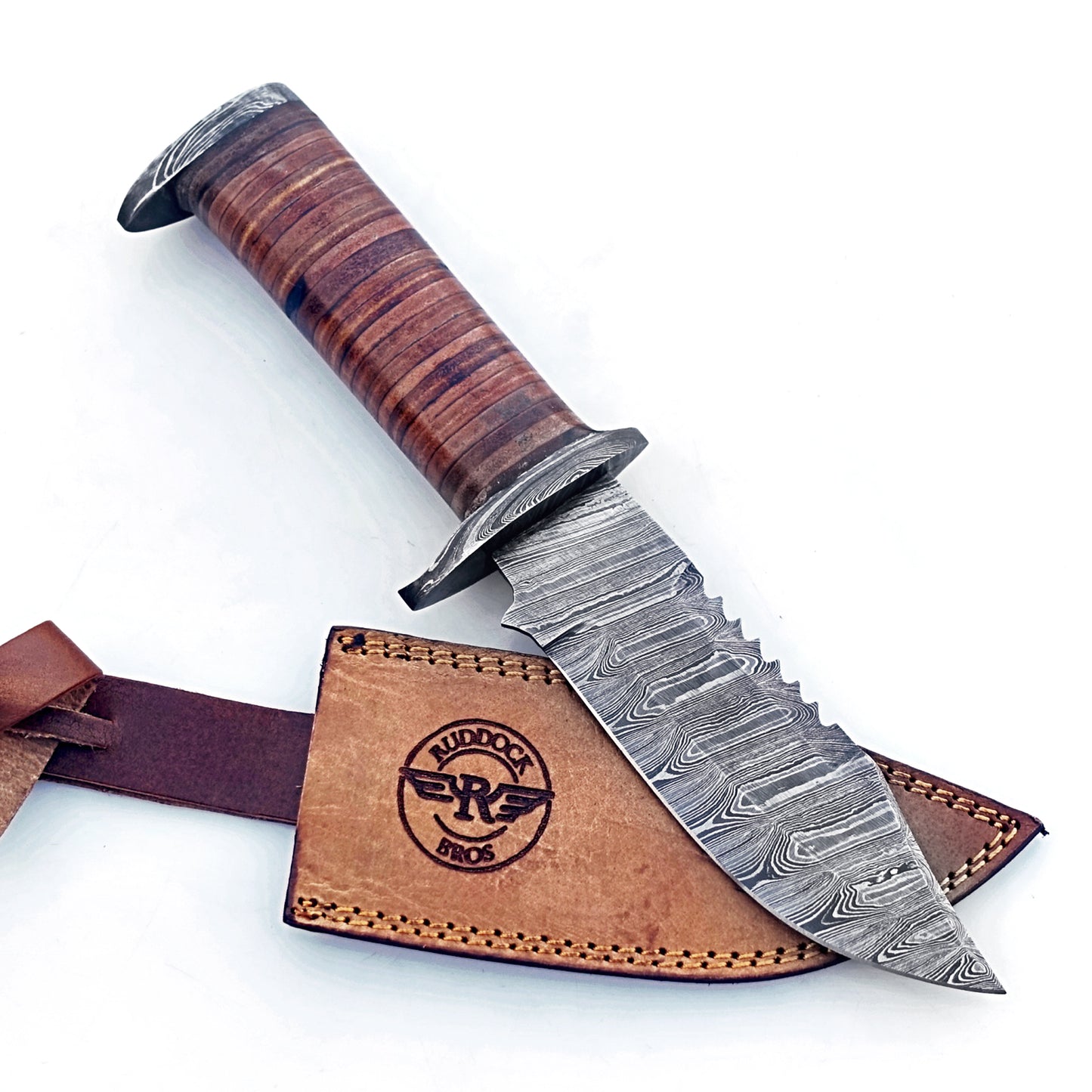 Military Survival Hunting Knife - Fixed Blade - Damascus Steel - 12"