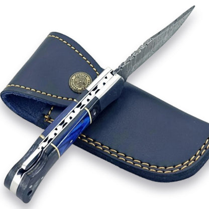 The Looker Folding Knife - Damascus Steel