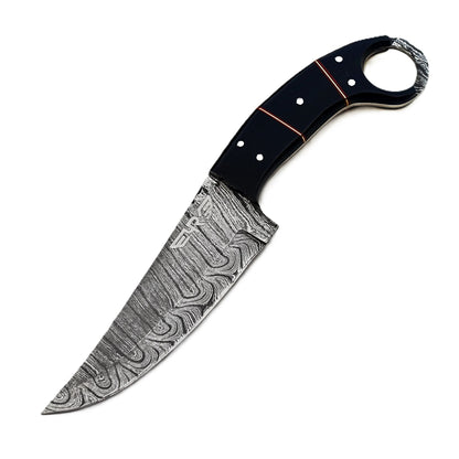 Panther - Ring Handle Utility Knife - Damascus Steel