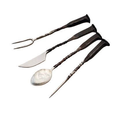 The Pinnacle Rustic Charcuterie Set - Antique Stainless - 4 Piece