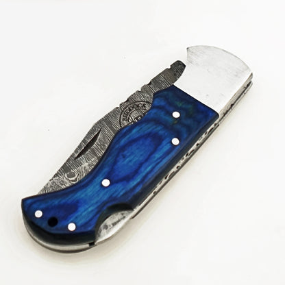 Bluebonnet Folding Knife - Damascus Steel