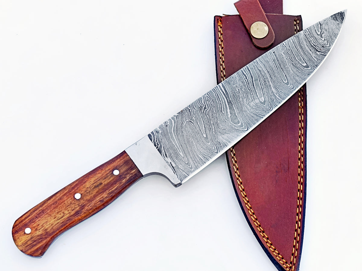 Walnut Chef Knife - Damascus Steel - 12"