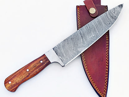 Walnut Chef Knife - Damascus Steel - 12"