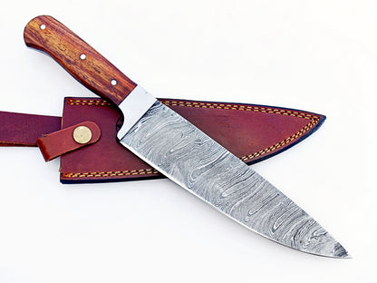 Walnut Chef Knife - Damascus Steel - 12"