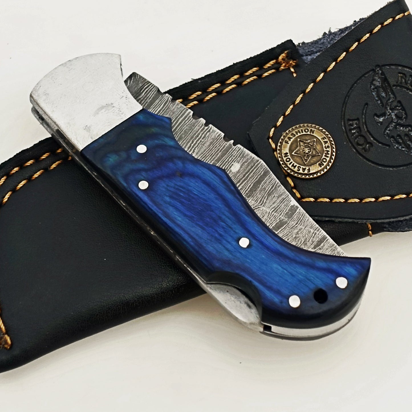 Bluebonnet Folding Knife - Damascus Steel