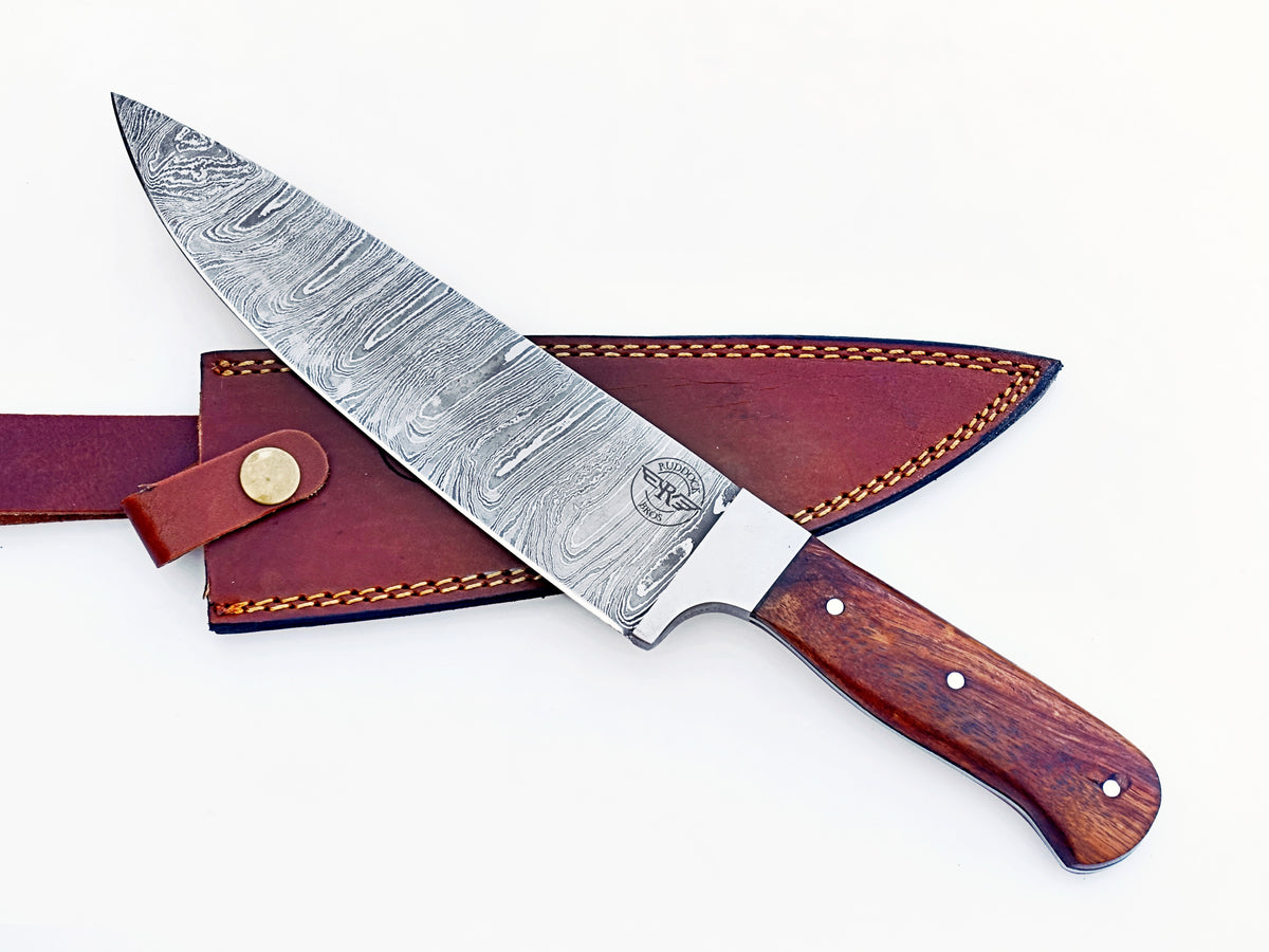 Walnut Chef Knife - Damascus Steel - 12"