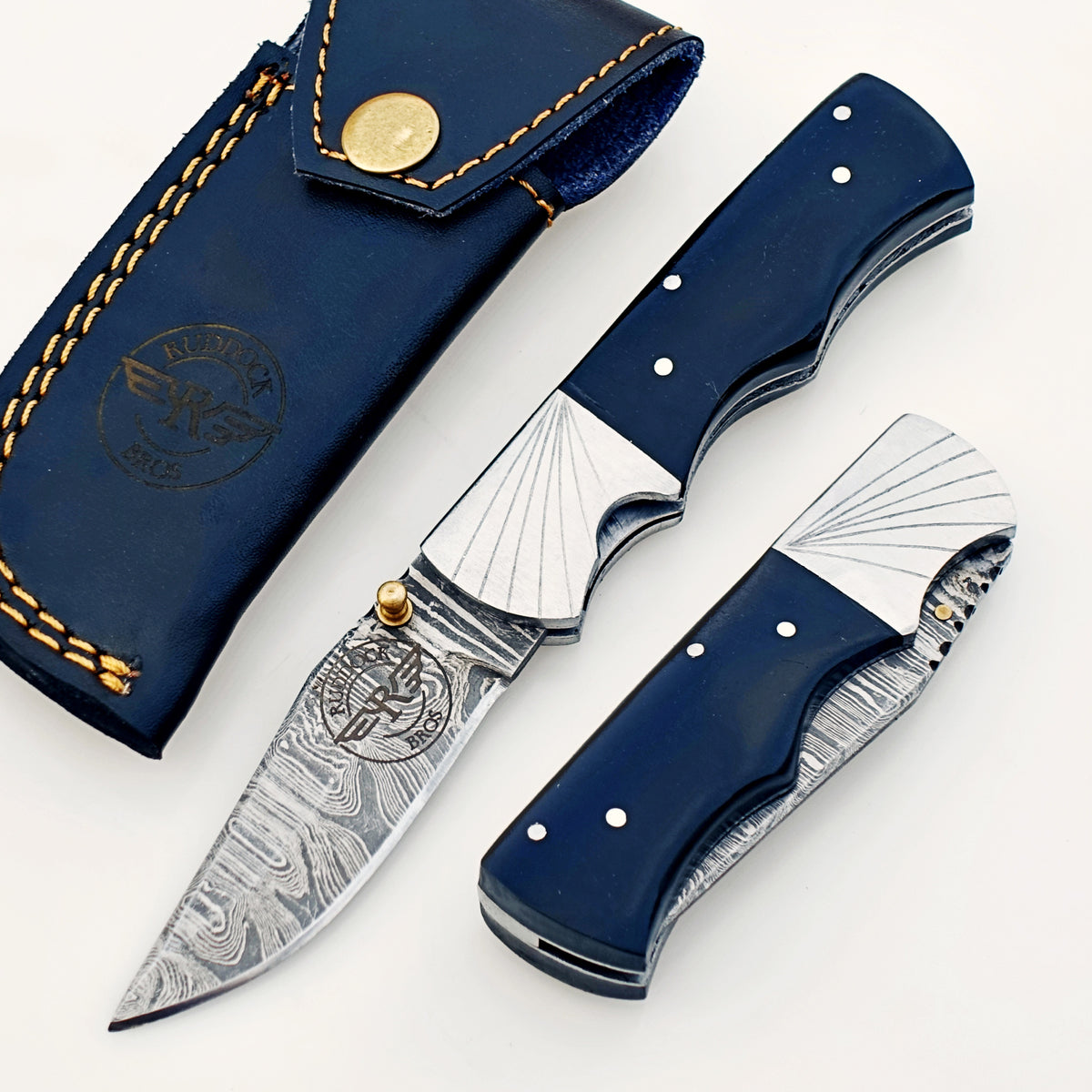 Horn Folding Knife Damascus – Premium Sharp EDC Pocket Blades