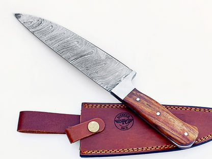 Walnut Chef Knife - Damascus Steel - 12"