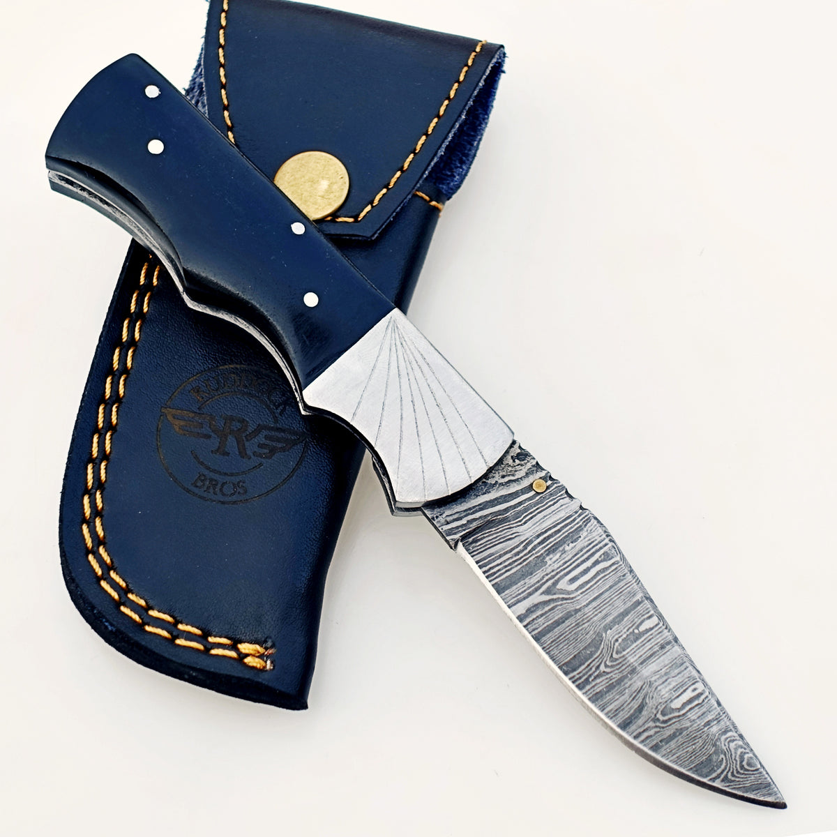 Horn Folding Knife Damascus – Premium Sharp EDC Pocket Blades