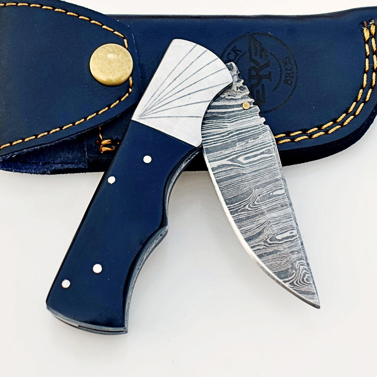 Horn Folding Knife Damascus – Premium Sharp EDC Pocket Blades