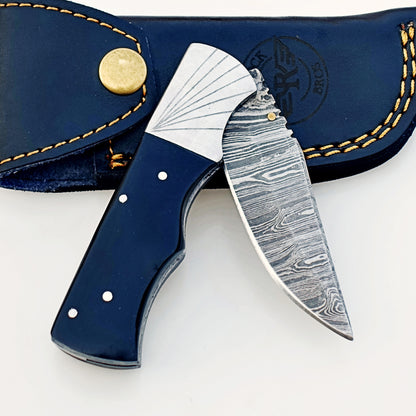Horn Folding Knife Damascus – Premium Sharp EDC Pocket Blades