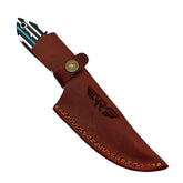 Ruddock Bros Damascus steel hunting knife with US Flag and Blue Line honoring the police