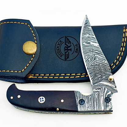 The Patron Folding Knife - Damascus Steel
